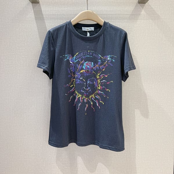 プレゼント最適ディオール 太陽 ロゴ入り コットン Tシャツ パロディ 2色 deh60126